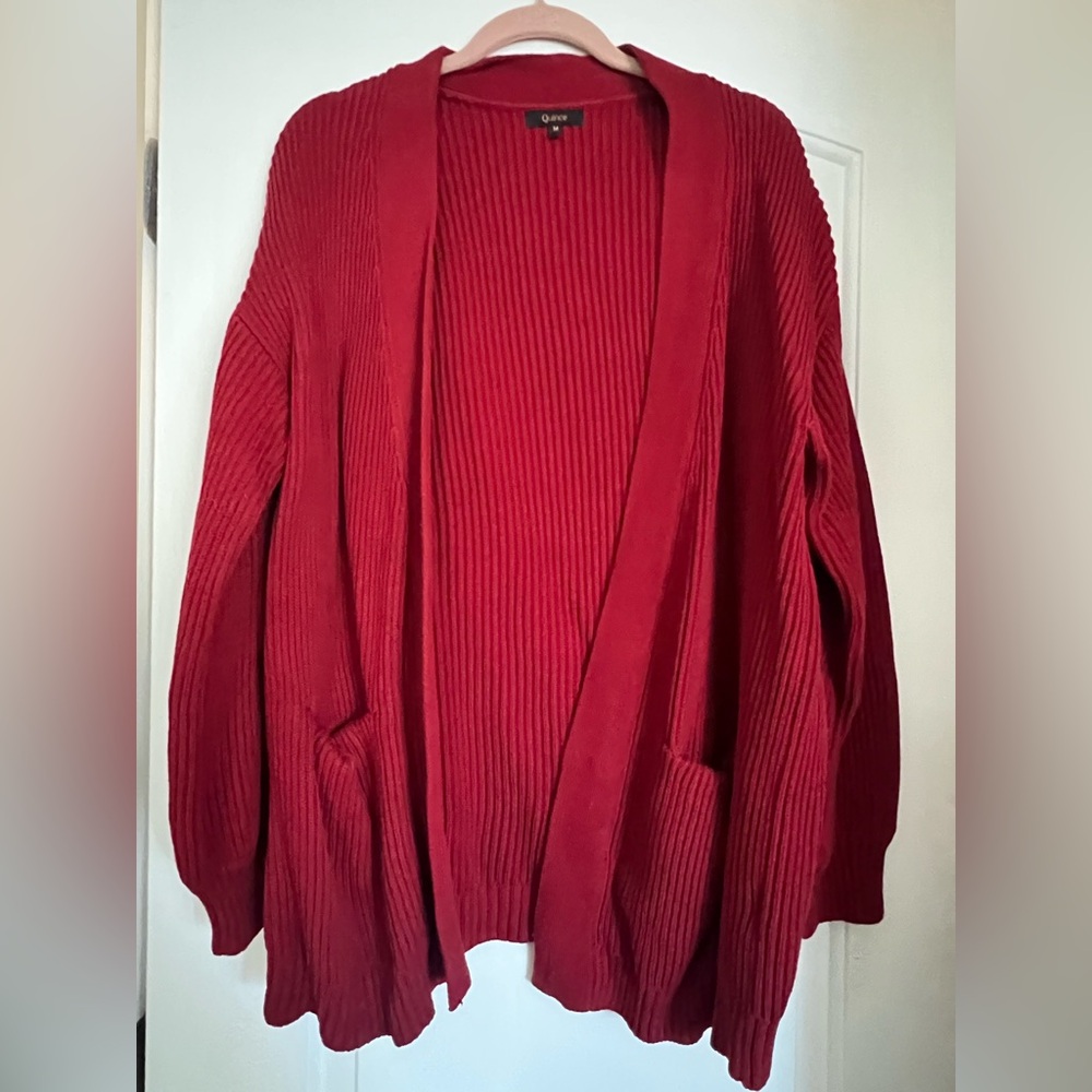 Quince Red 100% Organic Cotton Oversized Cardigan